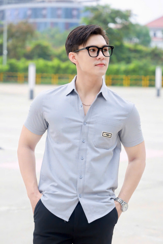 ÁO SƠ MI NAM TAY NGẮN XANH DN002014