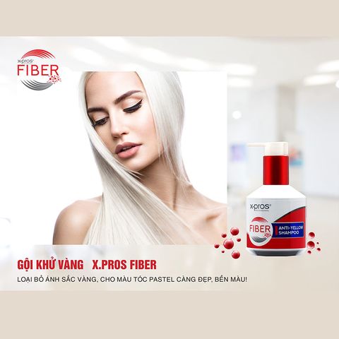 Gội Khử Màu Vàng X.pros Fiber 200ml, Hỗ trợ loại bỏ nhanh chóng ánh sắc vàng trên tóc, tăng cường sắc tố màu nhuộm