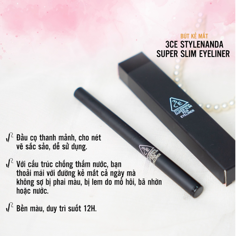 Kẻ Mắt Nước 3ce Super Slim Pen Eye Liner 0.5g #black
