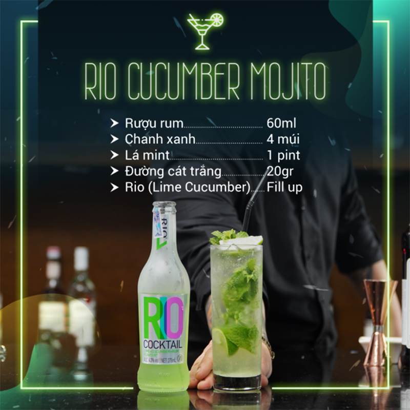 Rượu Rio Cocktail 275ml Lime + Cucumber + Rum Xanh Lá