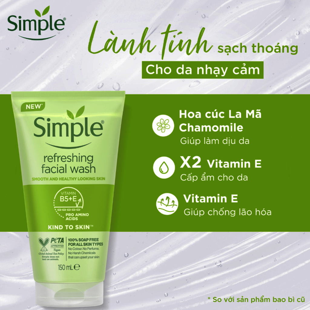 Sữa Rửa Mặt Simple Kind To Skin Refreshing Facial Wash Gel