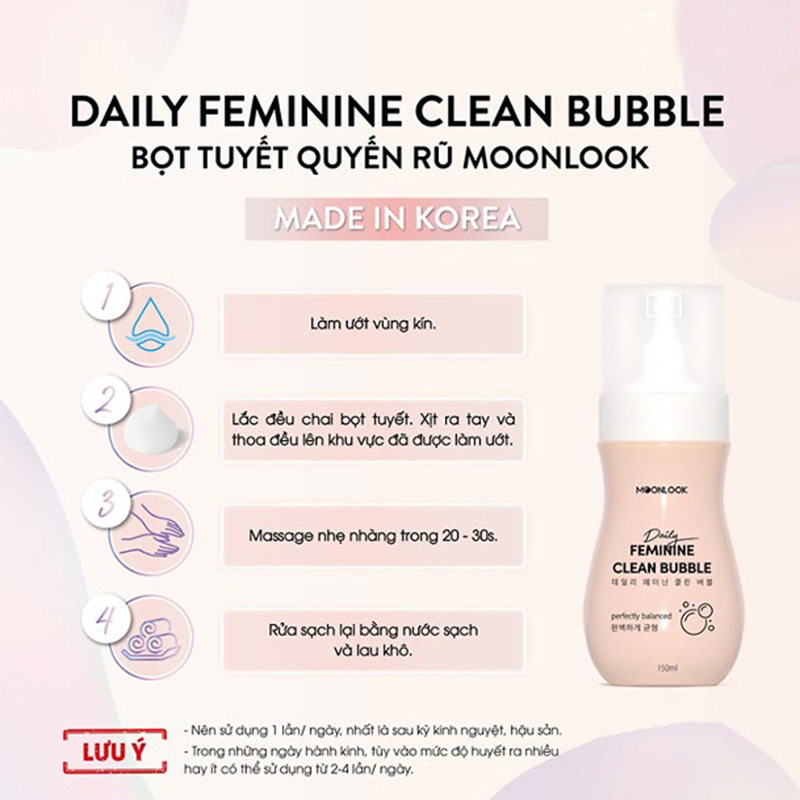 Dung Dịch Vệ Sinh Moonlook Daily Feminine Clean Bubble Hàn Quốc 150ml