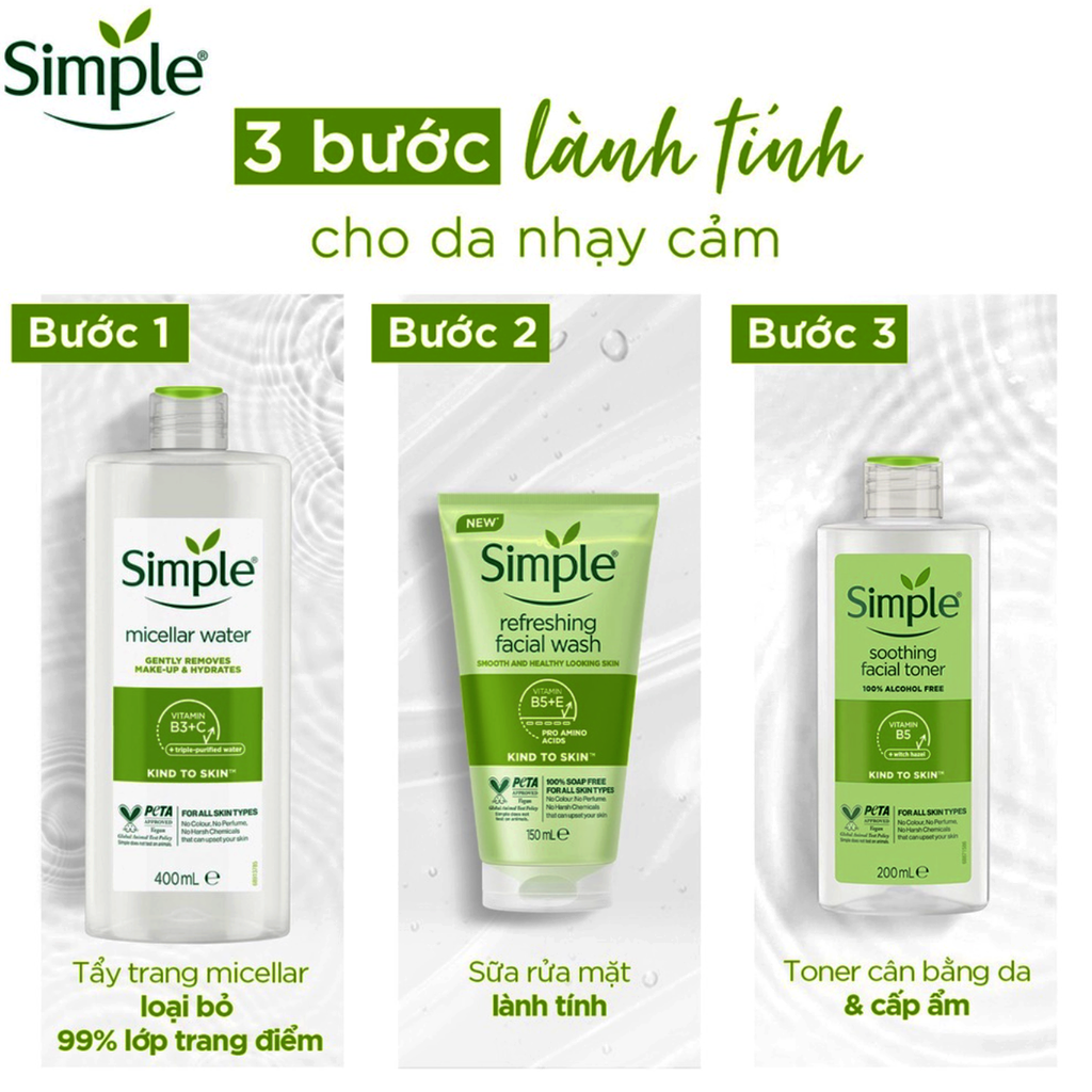 Sữa Rửa Mặt Simple Kind To Skin Refreshing Facial Wash Gel