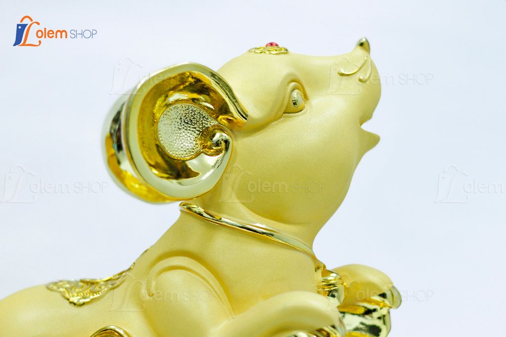 Tượng phong thủy Chuột kéo thỏi vàng xi 58 x 16 x 49 cm