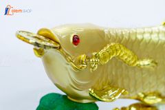 Tượng phong thủy Cá Rồng trên Bắp cải - chiêu tài, hút lộc (62 x 44 x 18cm)