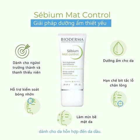 Kem Dưỡng Ẩm Bioderma 30ml Kiềm Dầu Sebium Mat Control