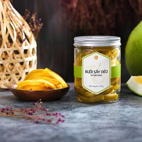 Bưởi Sấy Dẻo, 225g, Hũ, Mẫu Nắp Nhôm, L'angfarm