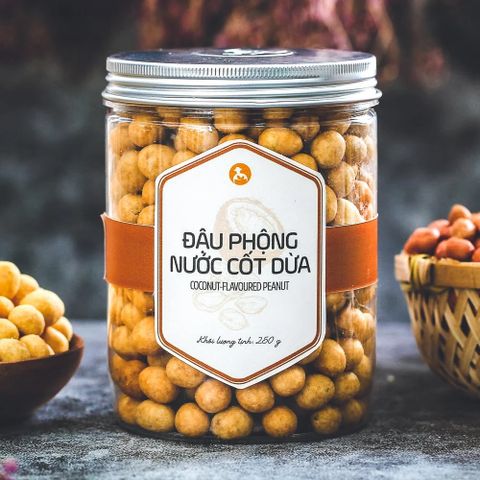 Đậu Phộng Nước Cốt Dừa, 250g, Hũ, Mẫu Nắp Nhôm, L'angfarm