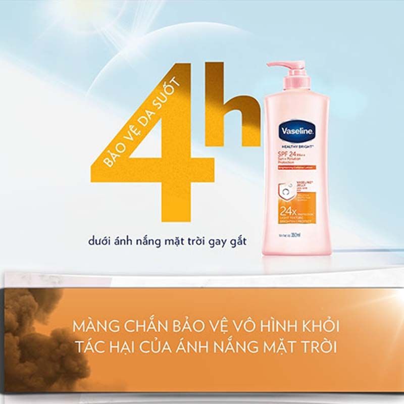 Sữa Dưỡng Thể Vaseline 24x, phục hồi những hư tổn, giúp dưỡng trắng da