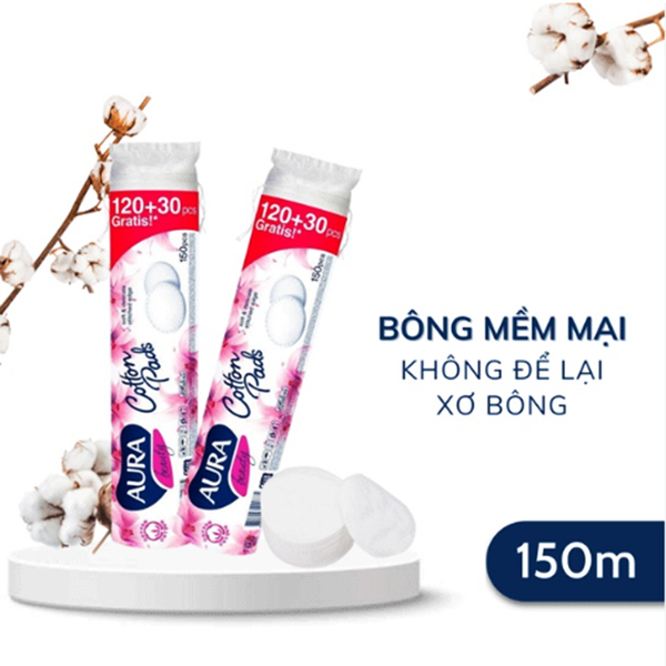 Bông Tẩy Trang Aura Beauty 150 Miếng