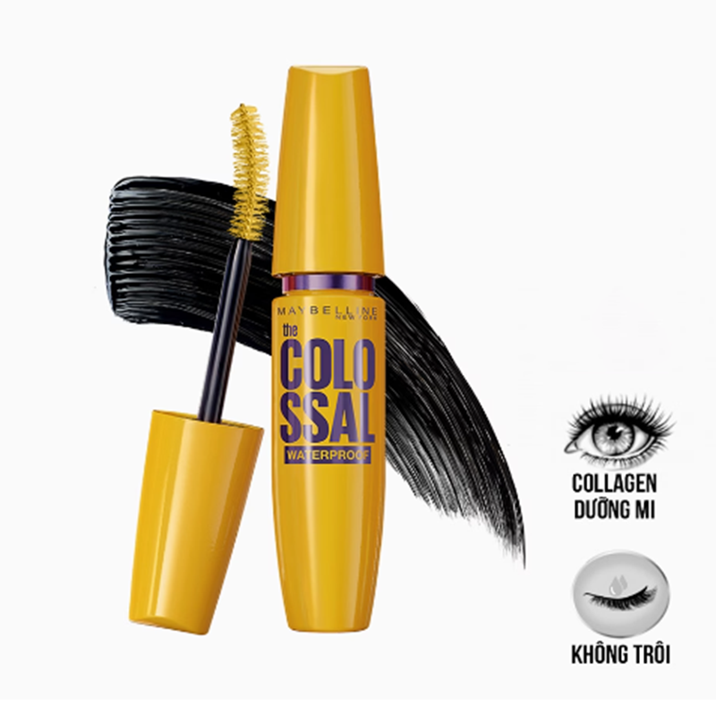 Mascara Maybeline Vàng Colo Ssal 8ml 240, dưỡng dài mi, cong không lem, không thấm nước