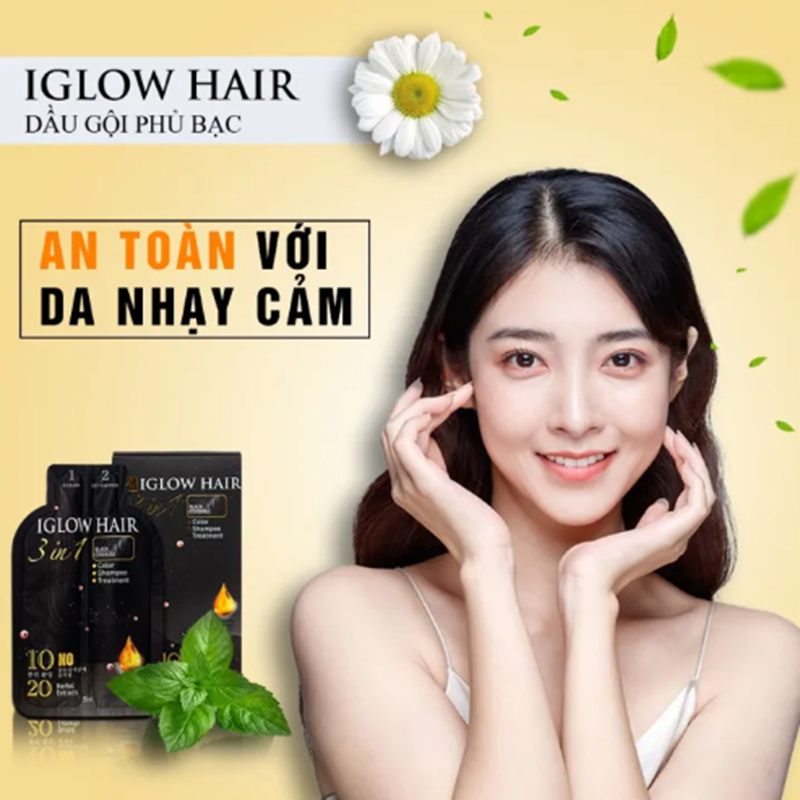 Dầu Gội Phủ Bạc Iglow Hair White Hair Cover 3 In 1 Black Coverage 15ml