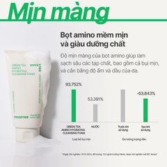 Sữa Rửa Mặt Innisfree 150g Green Tea Hydrating Amino Acid Cleanse Hydrate, giúp da sạch mịn, không gây khô căng.