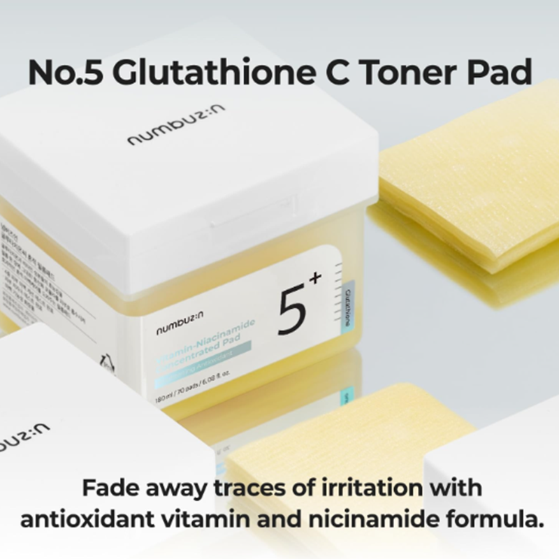 Toner Pad Tẩy Da Chết Numbuzin Vitamin Niacinamide Concentrated Pad No.5 180ml 70 Pads, Chống lão hóa, da căng mịn