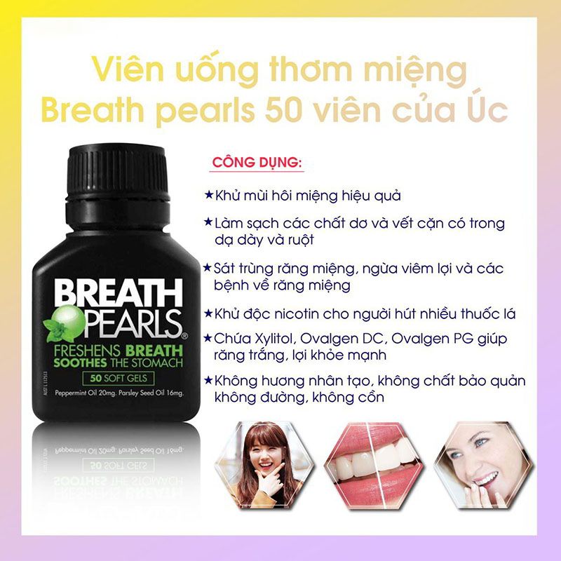 Viên Uống Thơm Miệng Breath Pearls 50 Viên Của Úc