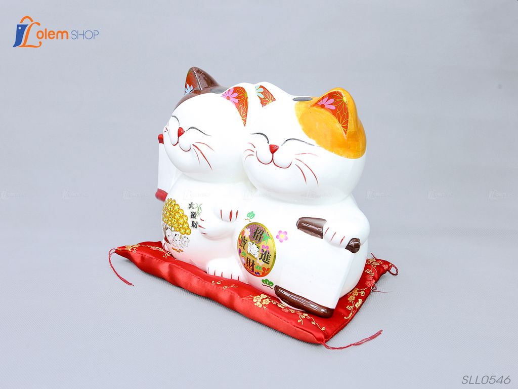 Tượng đôi Mèo thần tài Maneki Neko mang tiền tài, may mắn