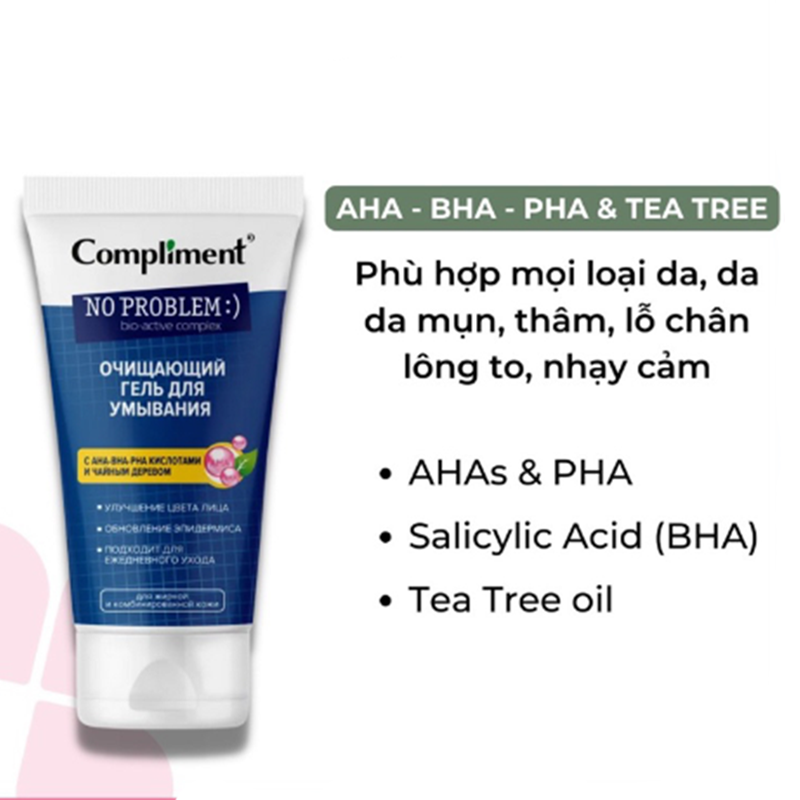 Sữa Rữa Mặt Compliment 200ml, Giảm mụn, hạn chế dầu, cấp ẩm cho da