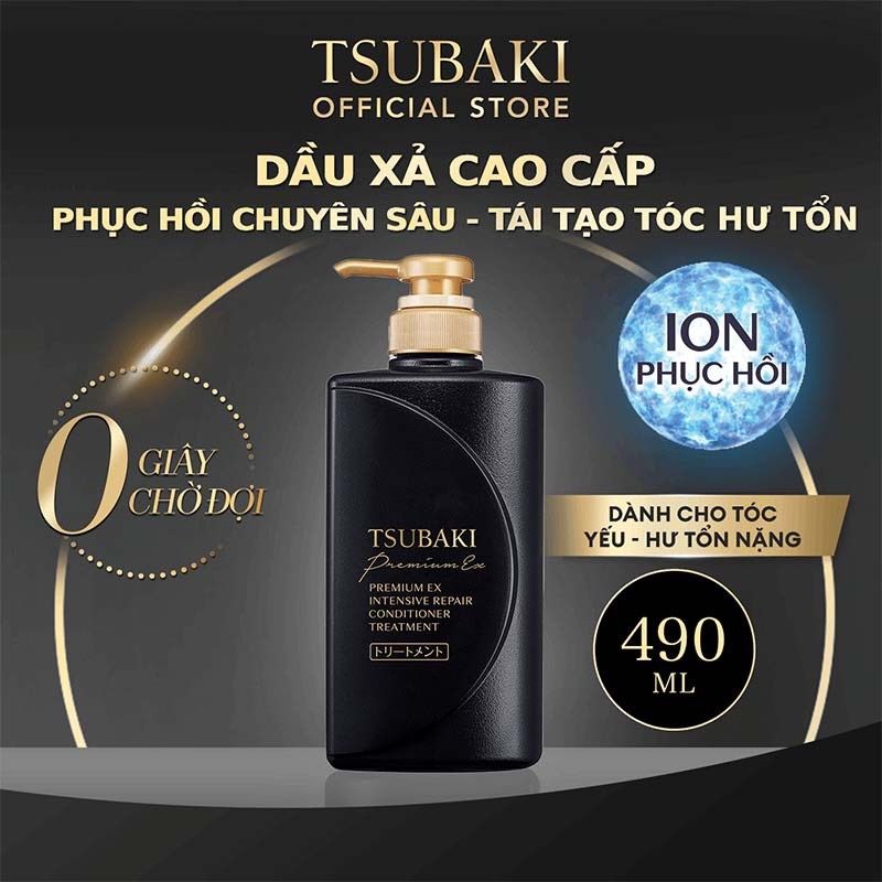 Dầu Gội Dầu Xã Tsubaki 490ml Premium Ex Đen