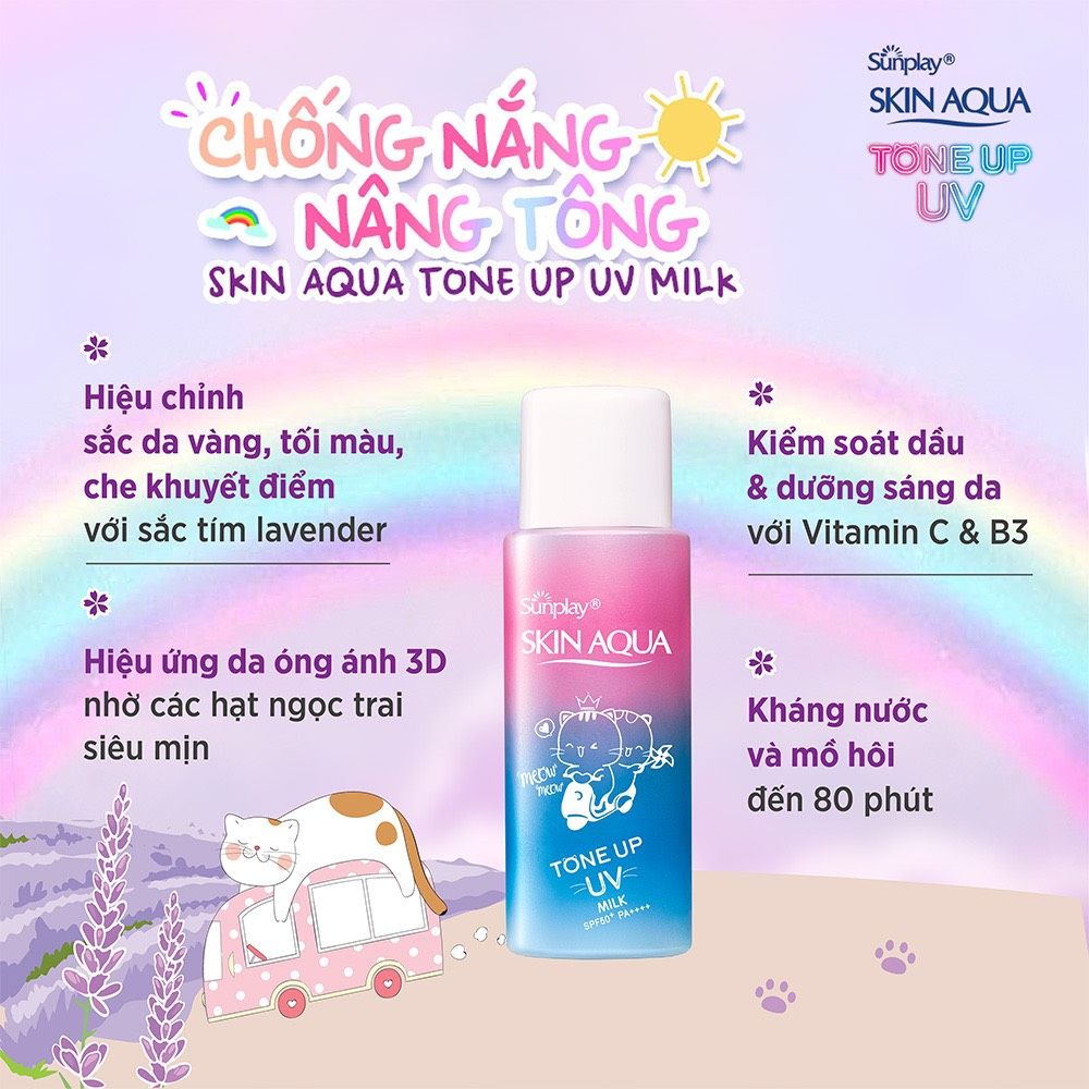 Kem Chống Nắng Sunplay 50g Tone Up Milk Spf50 Tím, Hiệu chỉnh sắc da