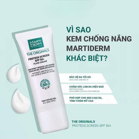 Kem Chống Nắng Martiderm 40ml The Originals Proteos Screen Fluid Cream Spf50