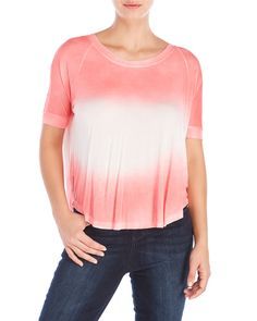 Áo thun dip dye 2 đầu màu hồng