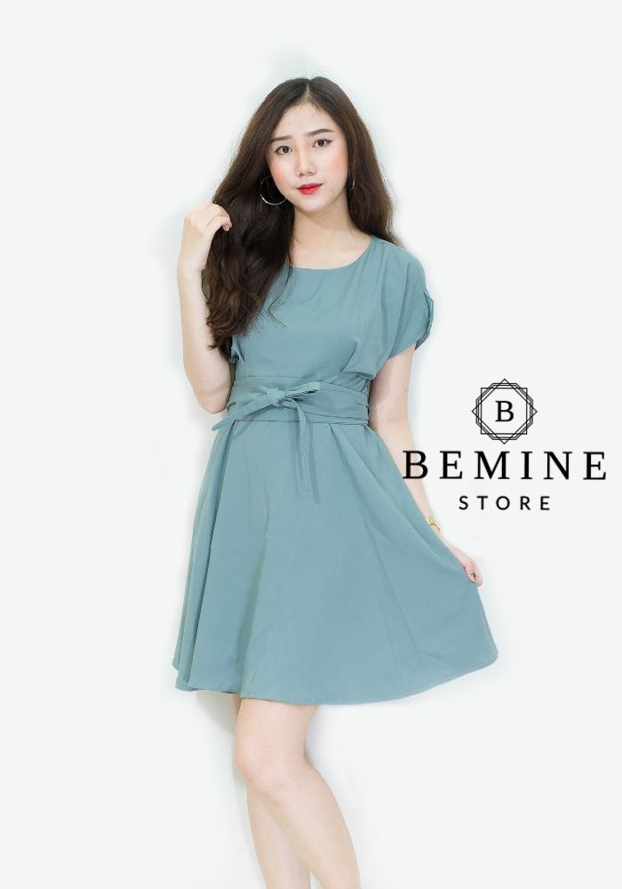 M532 - Đầm xếp ly eo tay cánh dơi - Xanh