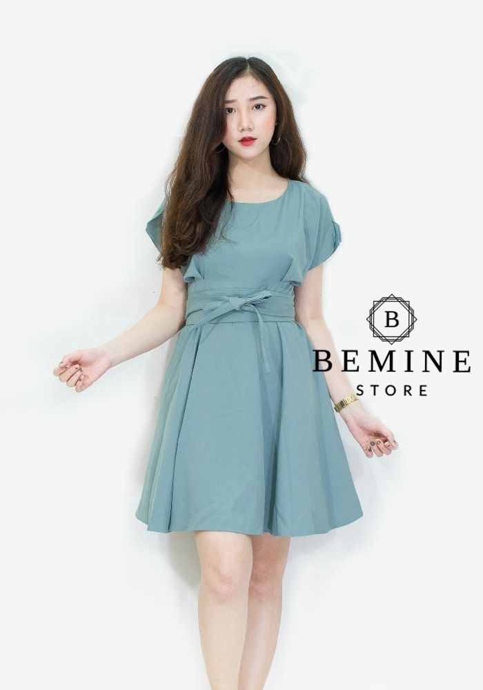 M532 - Đầm xếp ly eo tay cánh dơi - Xanh