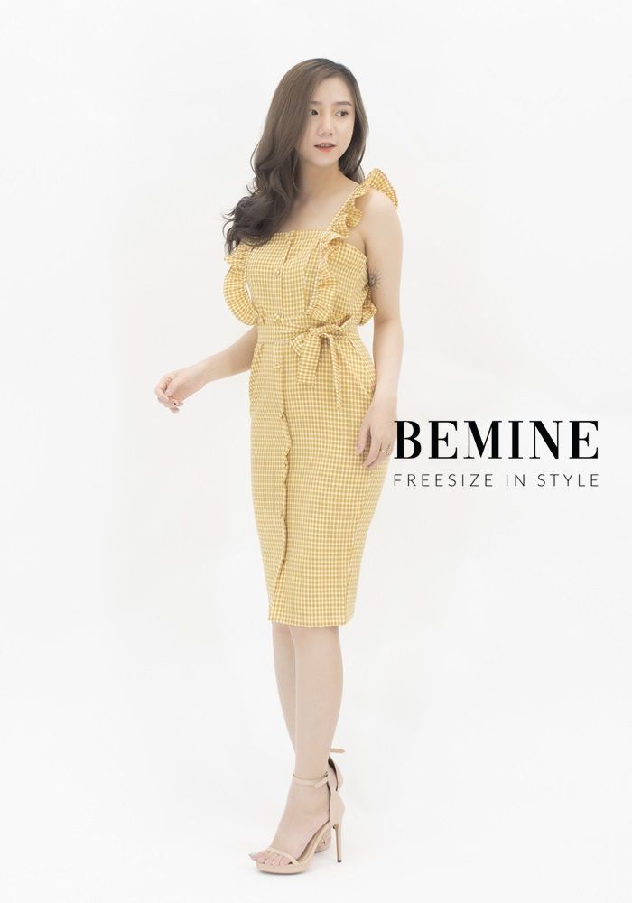 M706 - Đâm bèo vai đính nút bọc - Vàng
