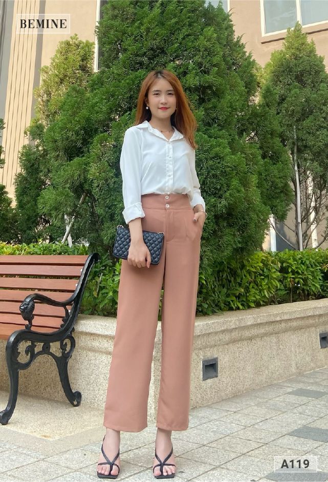 A119TRANG - Áo sơ mi phom rộng tay dài