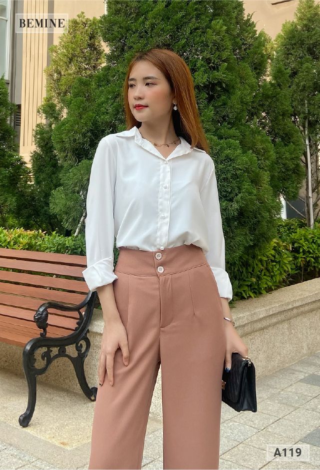 A119TRANG - Áo sơ mi phom rộng tay dài