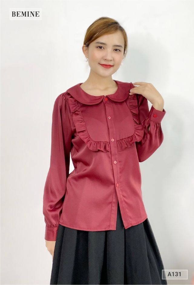 A131DO - Aó cổ sen bèo ngực tay dài