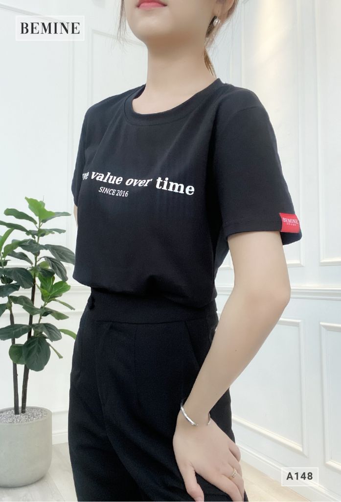A148DEN - Áo Thun BeMine Tay Ngắn Cổ Tròn