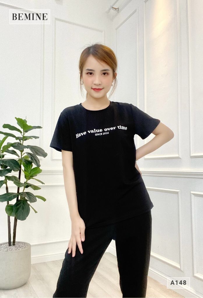 A148DEN - Áo Thun BeMine Tay Ngắn Cổ Tròn