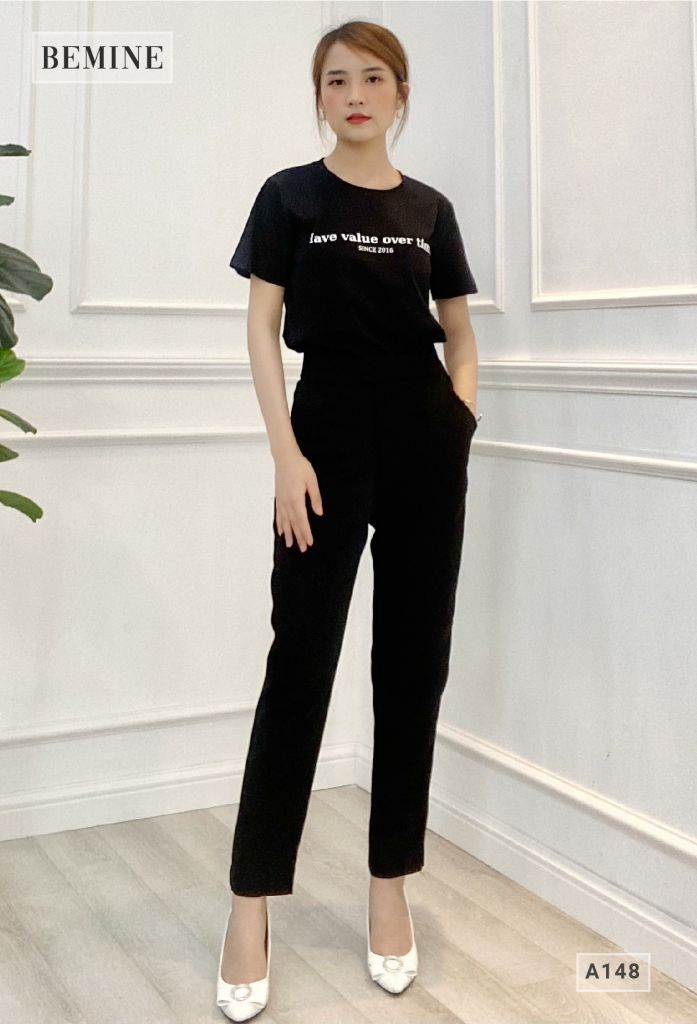 A148DEN - Áo Thun BeMine Tay Ngắn Cổ Tròn