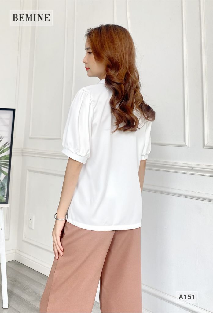 A151TRANG - Áo sơ mi cổ trụ tay ngắn