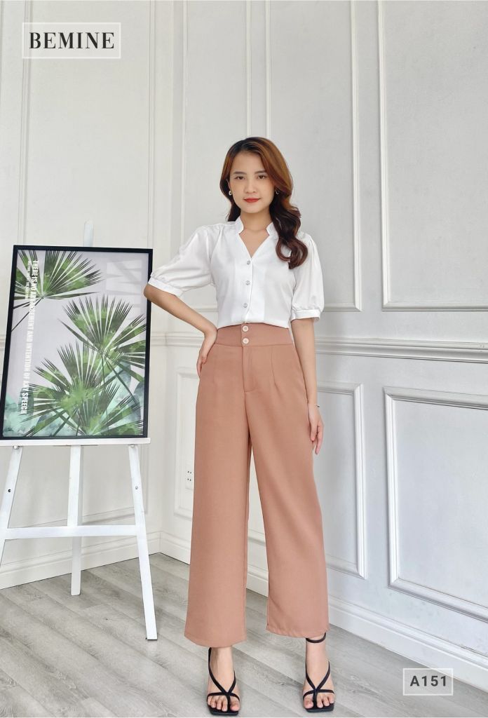 A151TRANG - Áo sơ mi cổ trụ tay ngắn