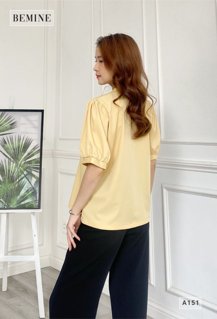 A151VANG - Áo sơ mi cổ trụ tay ngắn