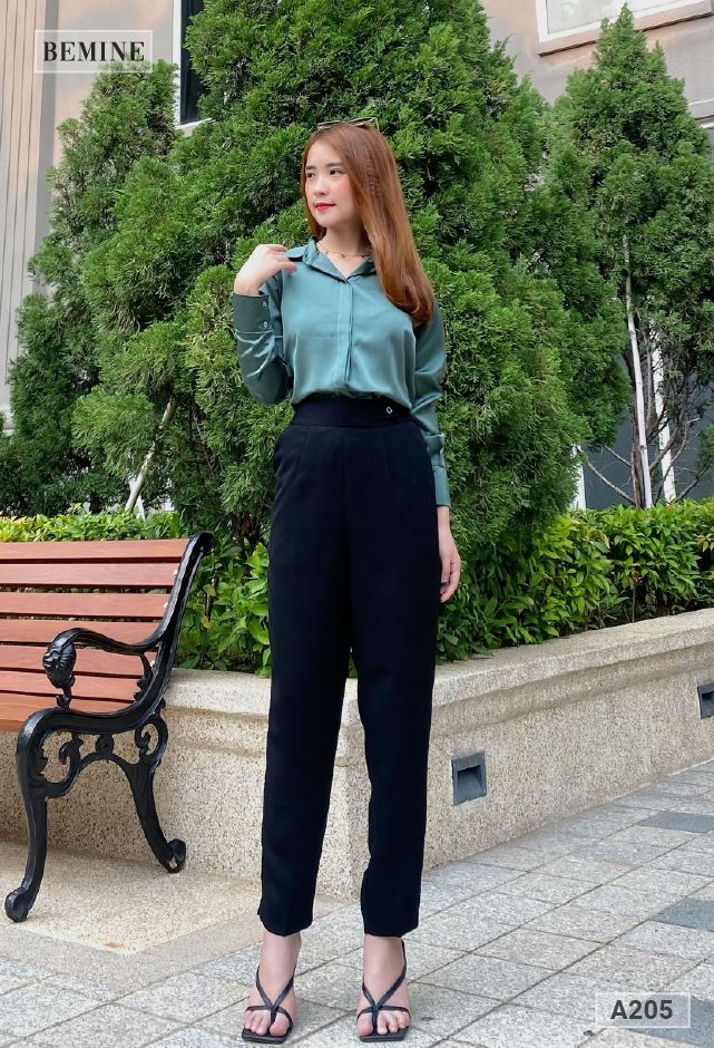 A205XANH - Aó sơ mi basic tay bảng to