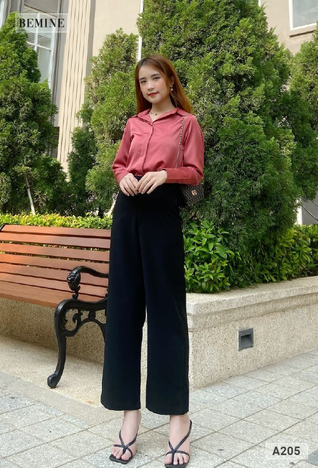 A205XIMUOI - Aó sơ mi basic tay bảng to