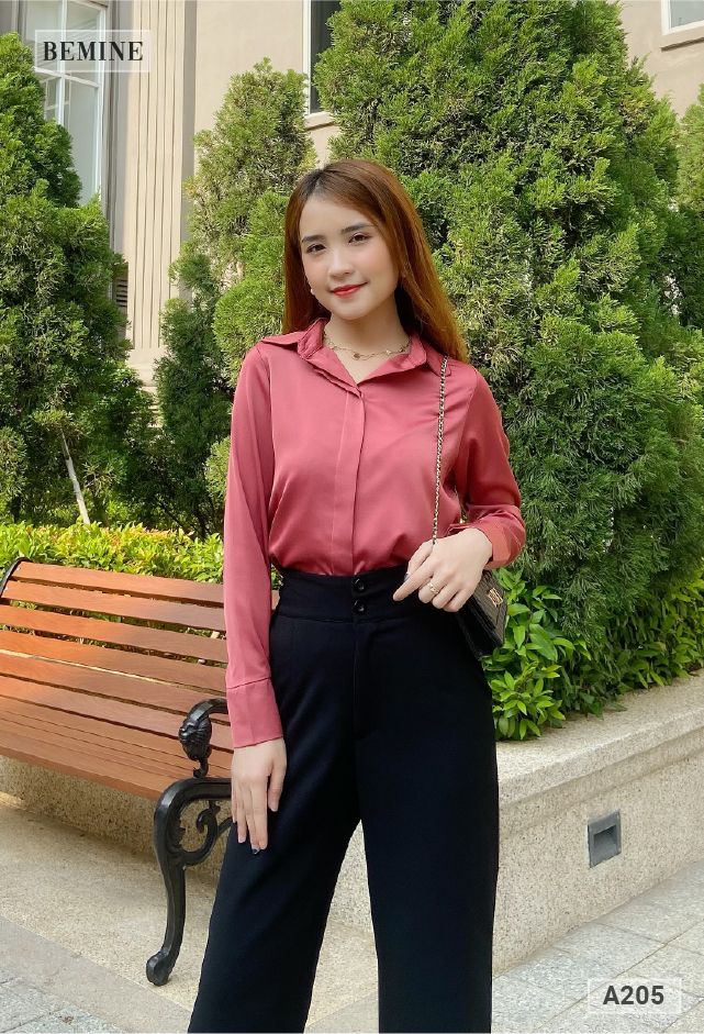 A205XIMUOI - Aó sơ mi basic tay bảng to