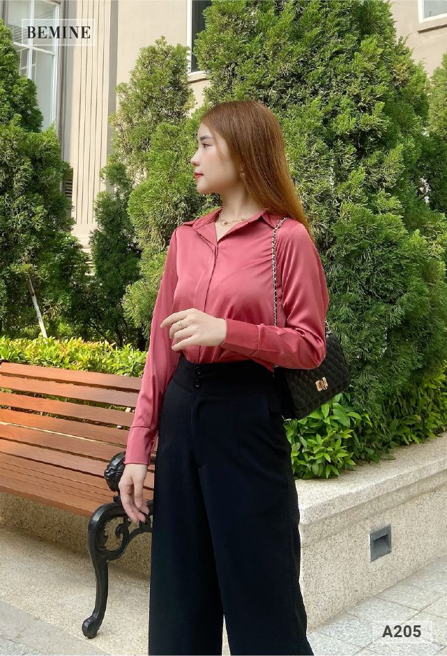 A205XIMUOI - Aó sơ mi basic tay bảng to