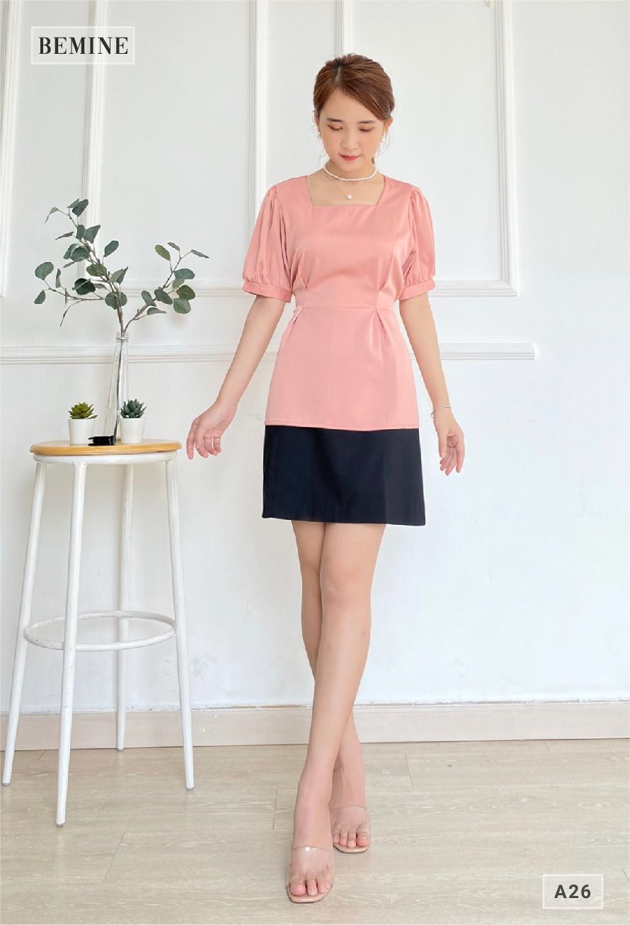 A26HONG - Áo tay bồng cột eo