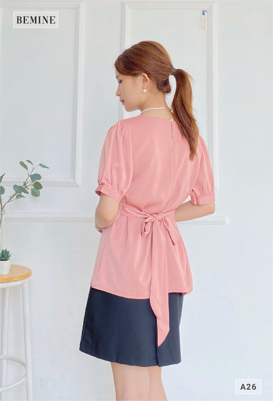 A26HONG - Áo tay bồng cột eo