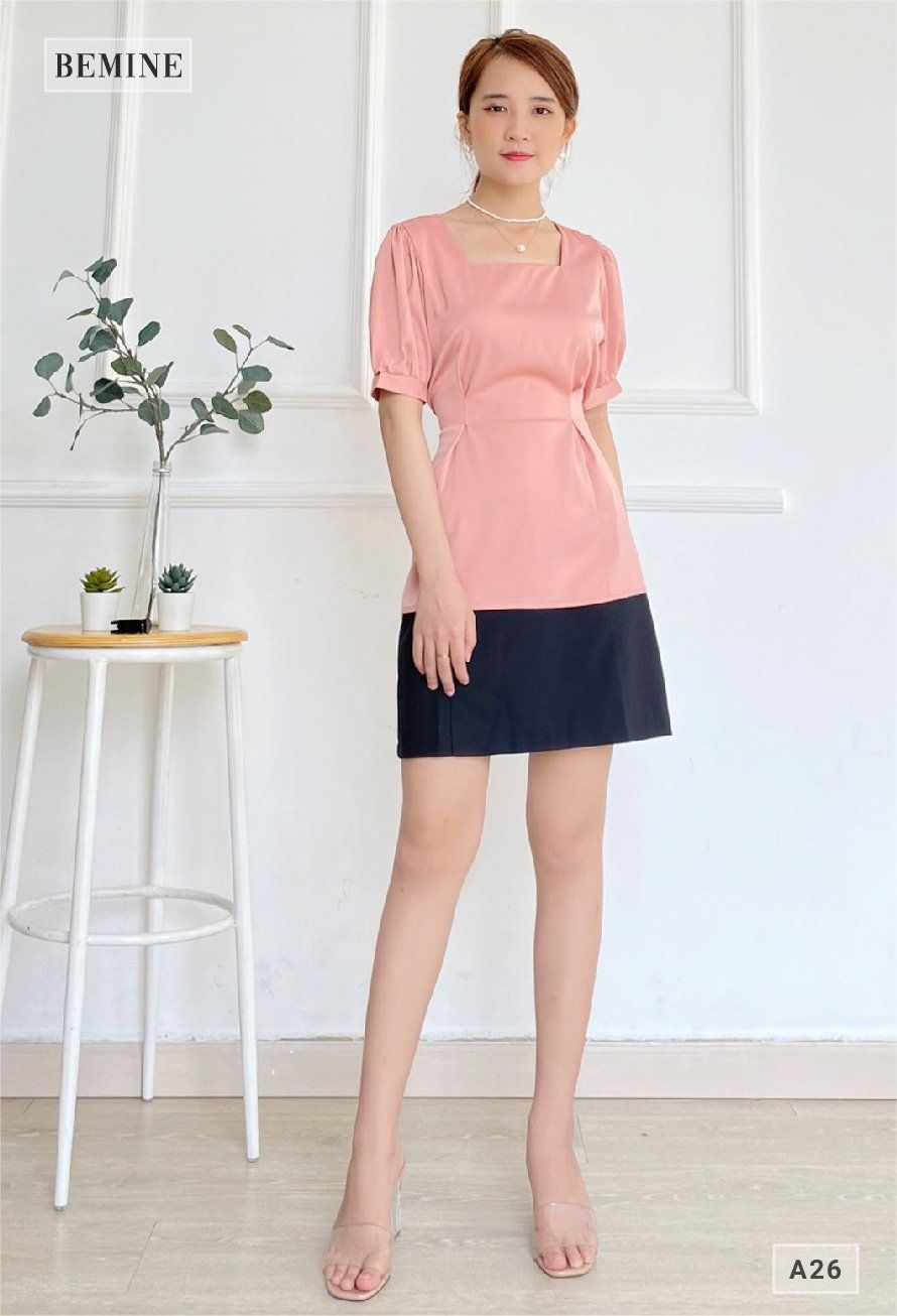A26HONG - Áo tay bồng cột eo