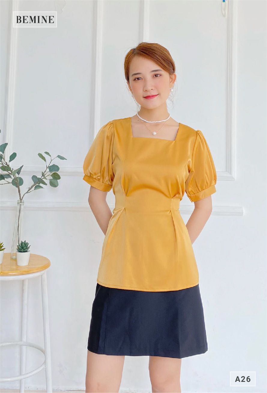 A26VANG - Áo tay bồng cột eo