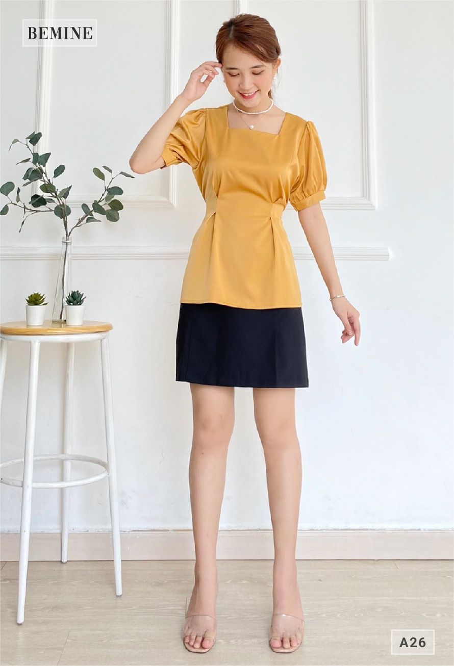 A26VANG - Áo tay bồng cột eo