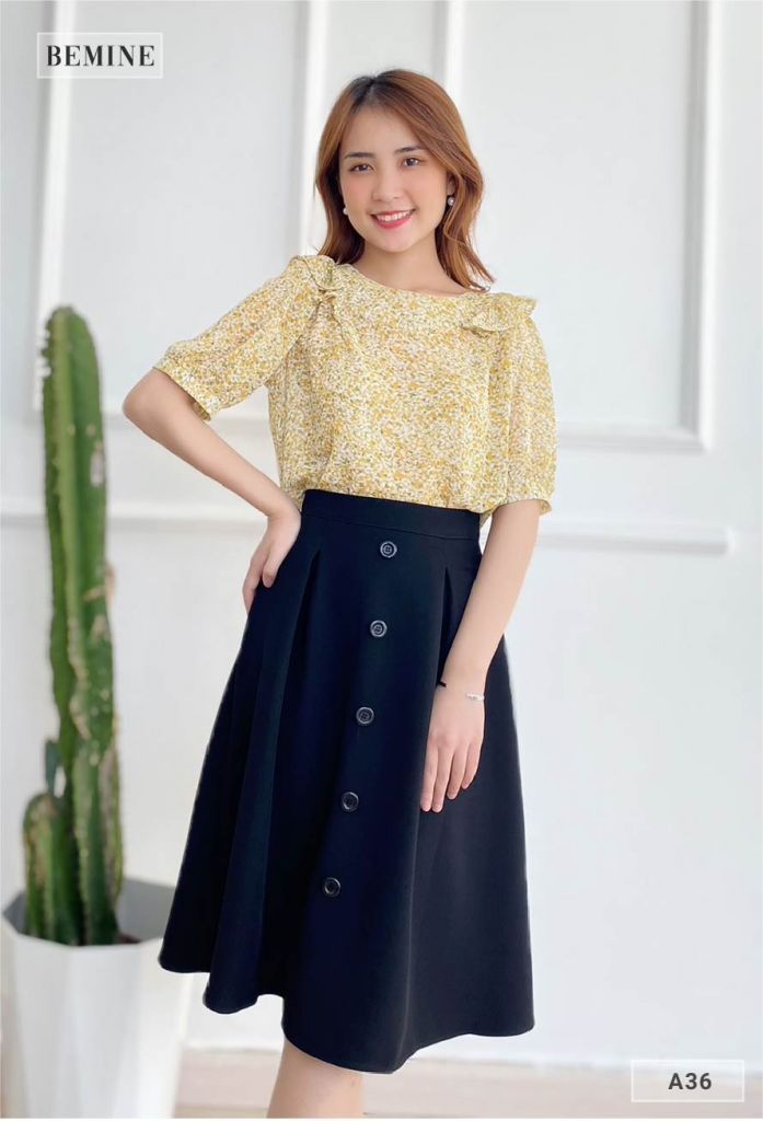 A36VANG - Áo hoa bèo cổ