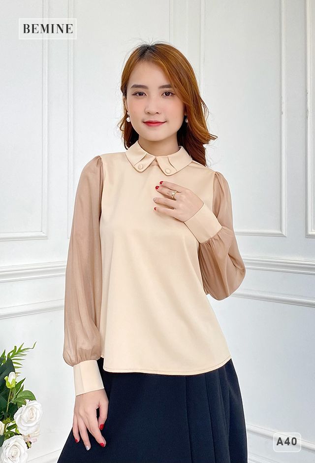 A40NUDE - Áo sơmi tay phối