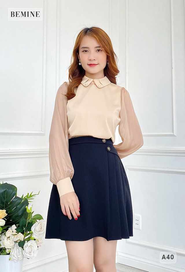 A40NUDE - Áo sơmi tay phối