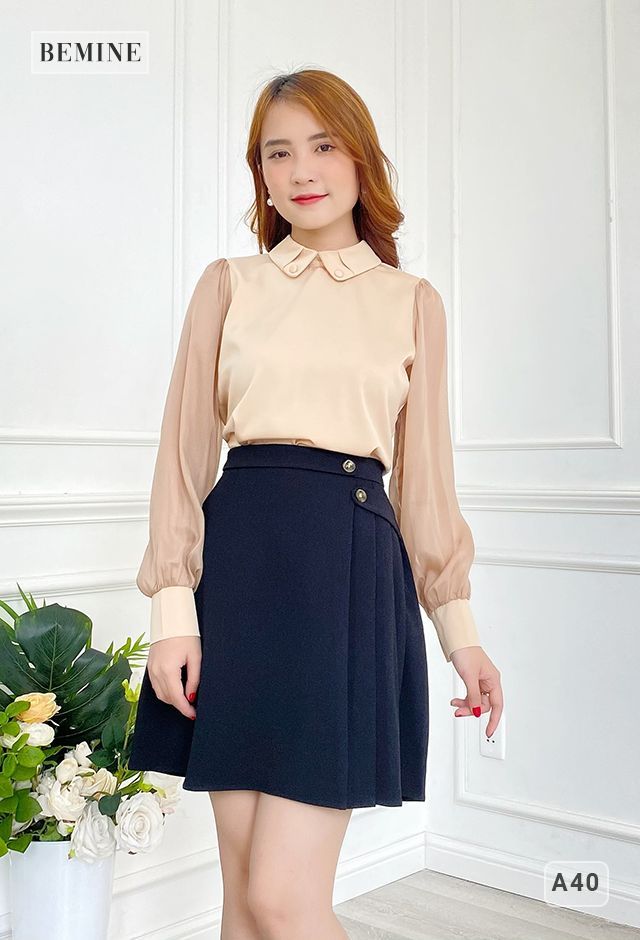 A40NUDE - Áo sơmi tay phối